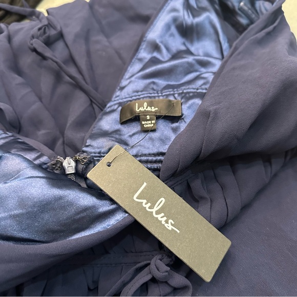NWT Lulu’s I'm All Yours Navy Blue Ruffled Maxi Dress size S - Picture 5 of 12